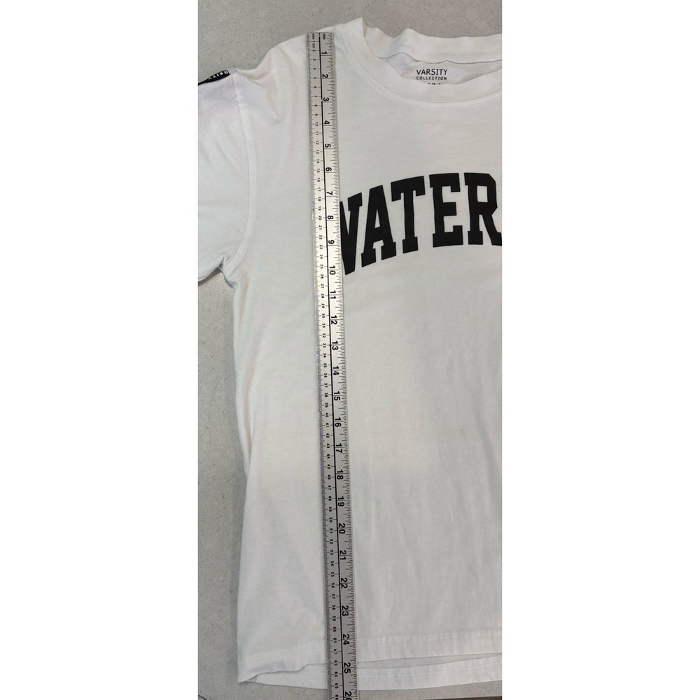 University of Waterloo Long Sleeve Shirt MED White Varsity Tape Sleeve Graphic - Picture 4 of 6